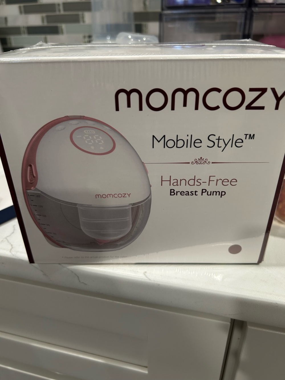 M6 Momcozy Mobile Style Hands-Free Breast Pump - White & Dusty Rose